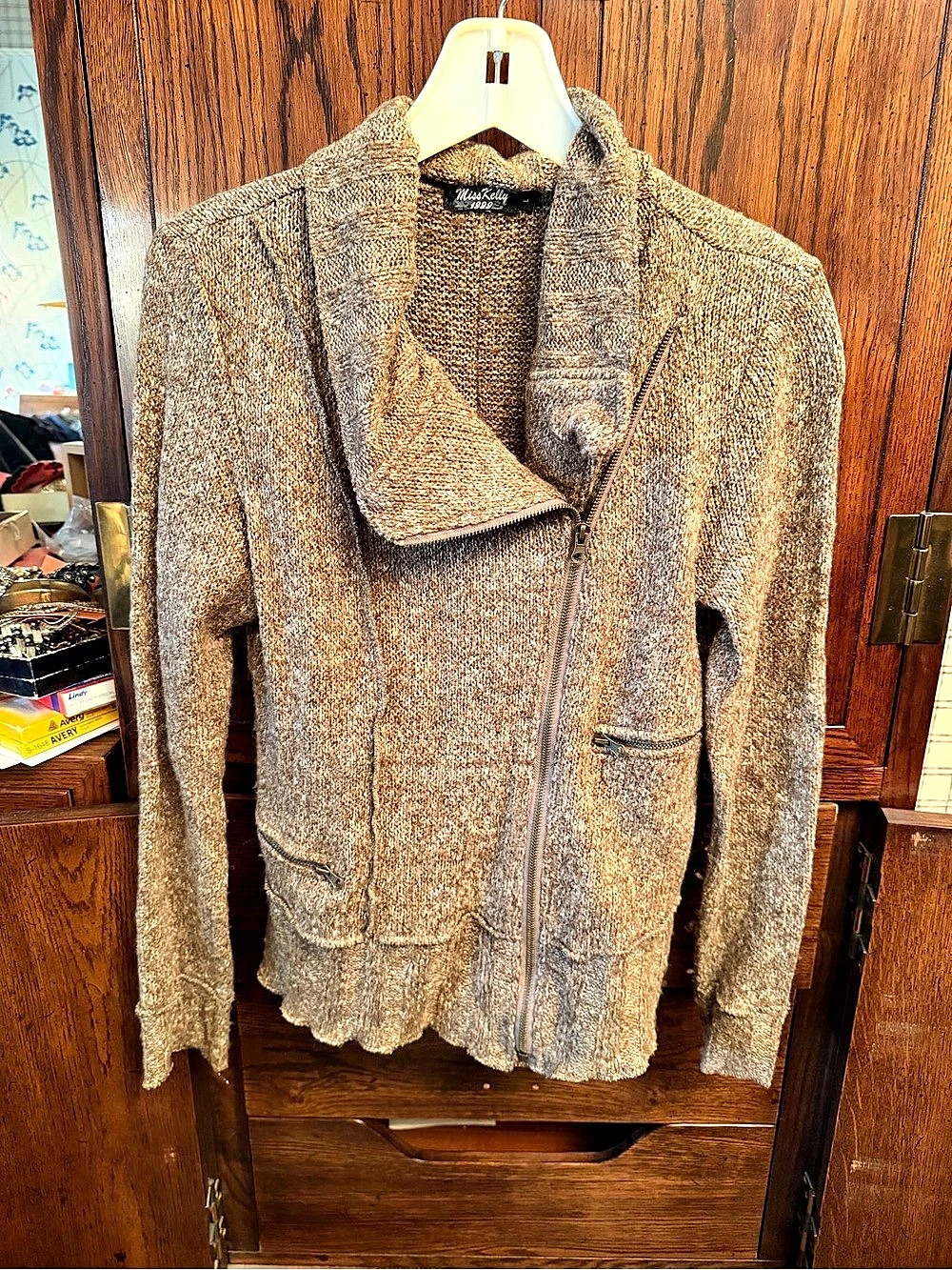 Miss Kelly Brown Zip Cardigan Sweater great for fall
